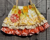 Yellow and orange cotton 12-24 month girls ruffle skirt