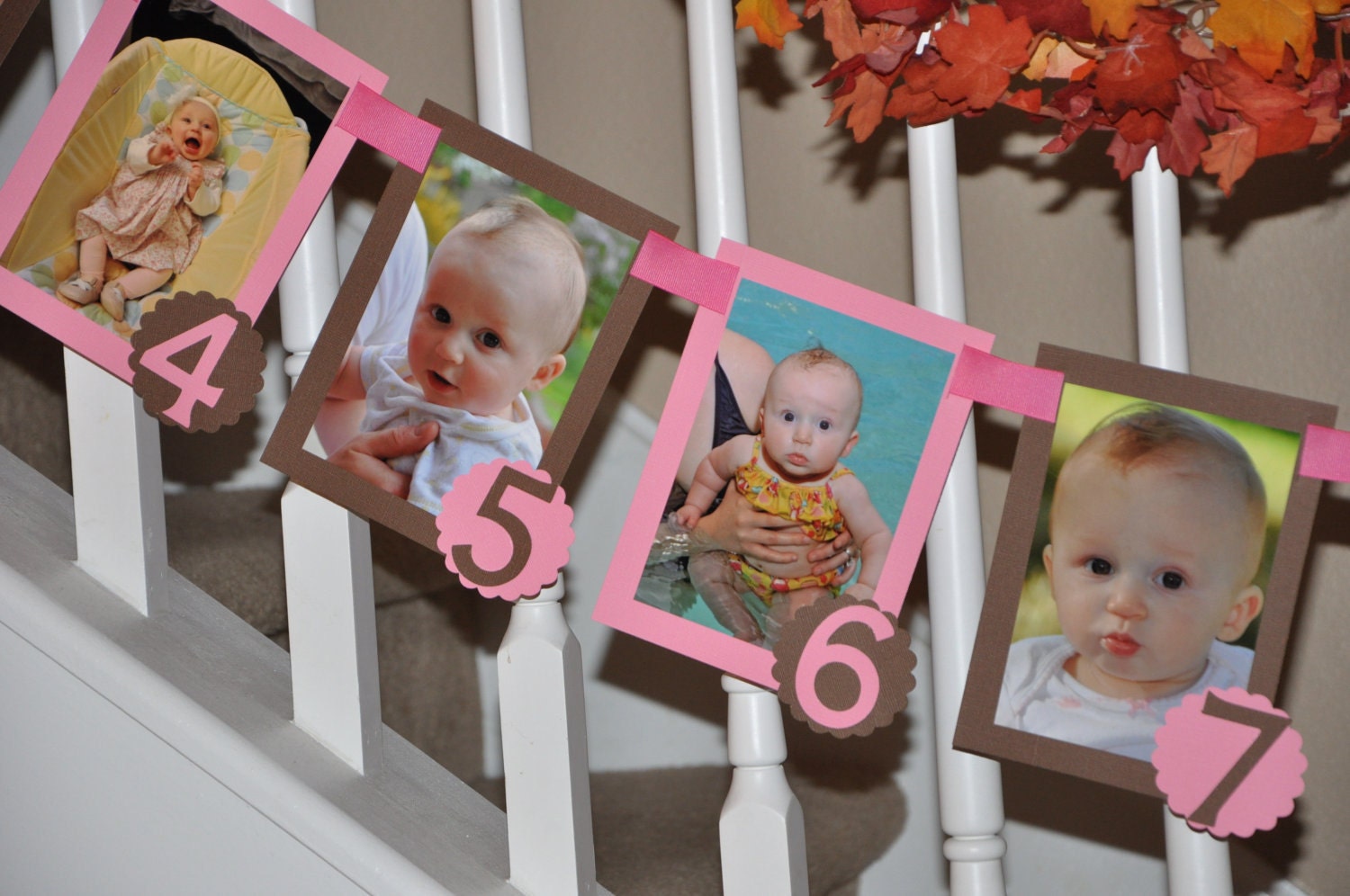 12 Month Photo Banner - Pink & Brown