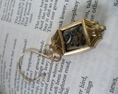 Genuine Vintage Gold Watch Steampunk Dangle Earrings