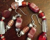 Valentine's bracelet and earring heart set