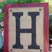 BURLAP MONOGRAM sign Personalized any letter A-Z, Initials, Name letters, Vintage Style, 12x10