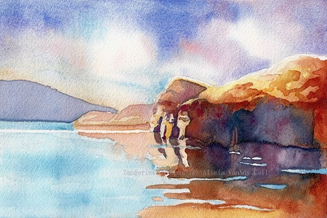 Print Watercolor Painting Summer Landscape Lake Powell 8x12 by Alicia VanNoy Call