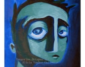 Blue Stylized Portrait Painting Print 8x10 by Alicia VanNoy Call