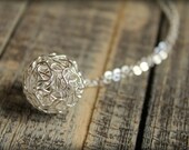Large Tangled Wire Ball Necklace in Silver
