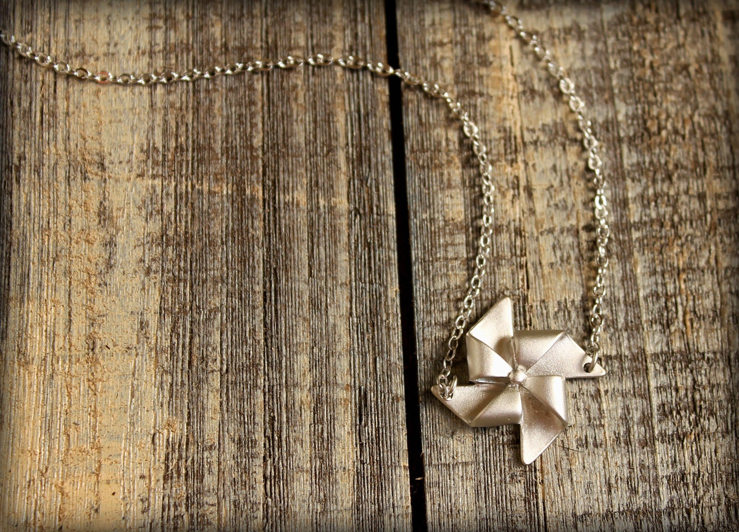 Pinwheel Necklace in Matte Silver