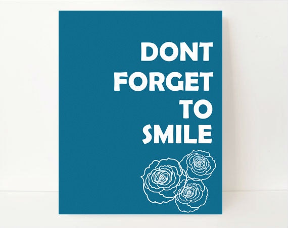 Modern Washroom Art Print, Modern Washroom Typography Print, 8x10, Dont Forget To Smile