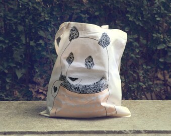 Bear - screen printed canvas Tote bag