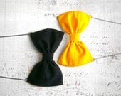Black and yellow bow tie necklaces.  Fabric bow pendant. Spring Set of two Bib necklace Mom gift