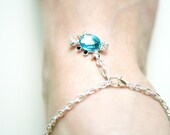 Beach boho, Crab blue silver Anklet minimalist delicate bracelet  Ready to ship  Ankle Bracelet Sea crab, Ocean blue, Summer