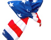 Rockabilly Pin up Patriotic Red, White & Blue.. Stars and Stripes America Print 4th July Wire Headband Hair Wrap