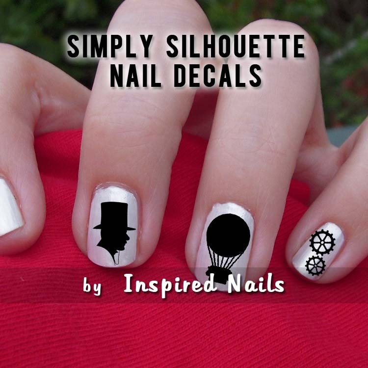 Steampunk Nail Decals Black and Clear Simply Silhouette by Inspired Nails