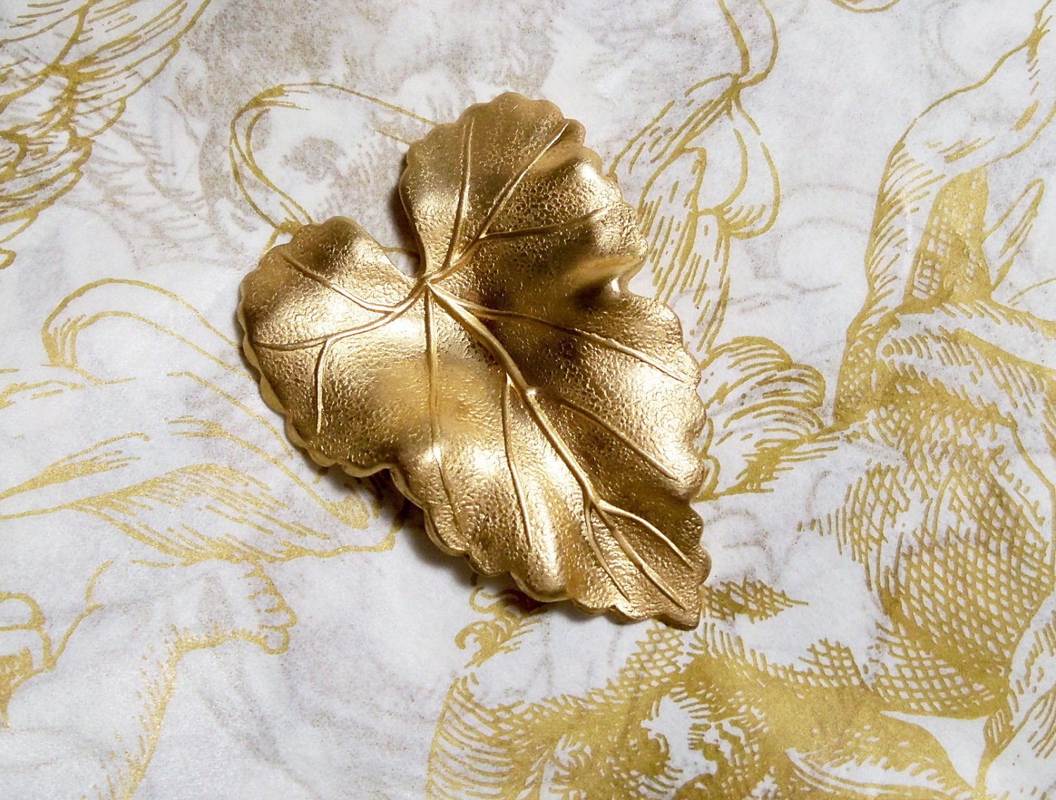 Huge raw brass leaf stamping