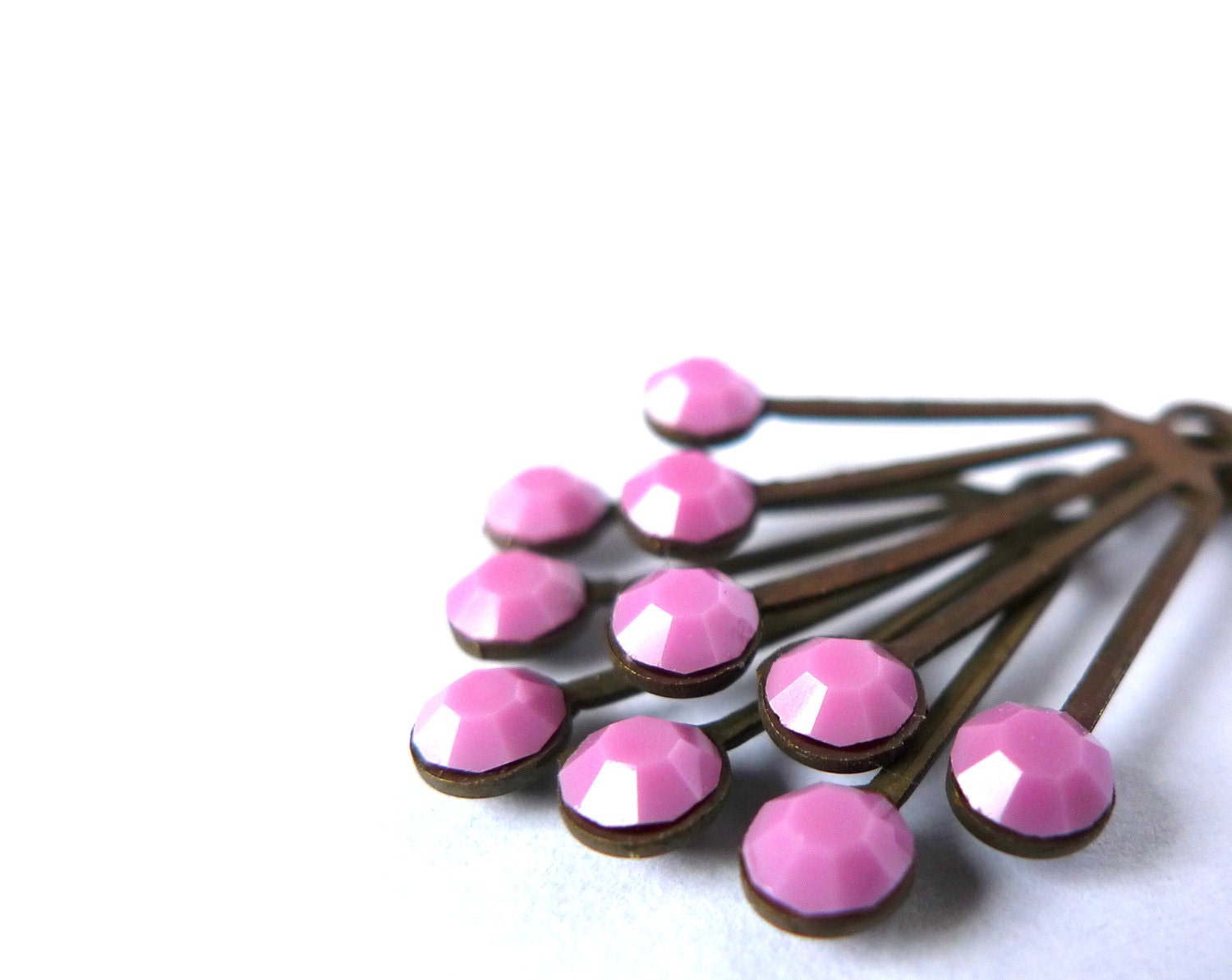 Art Deco Earrings - Pastel Pink Swarovski Crystals, Chevron Shape