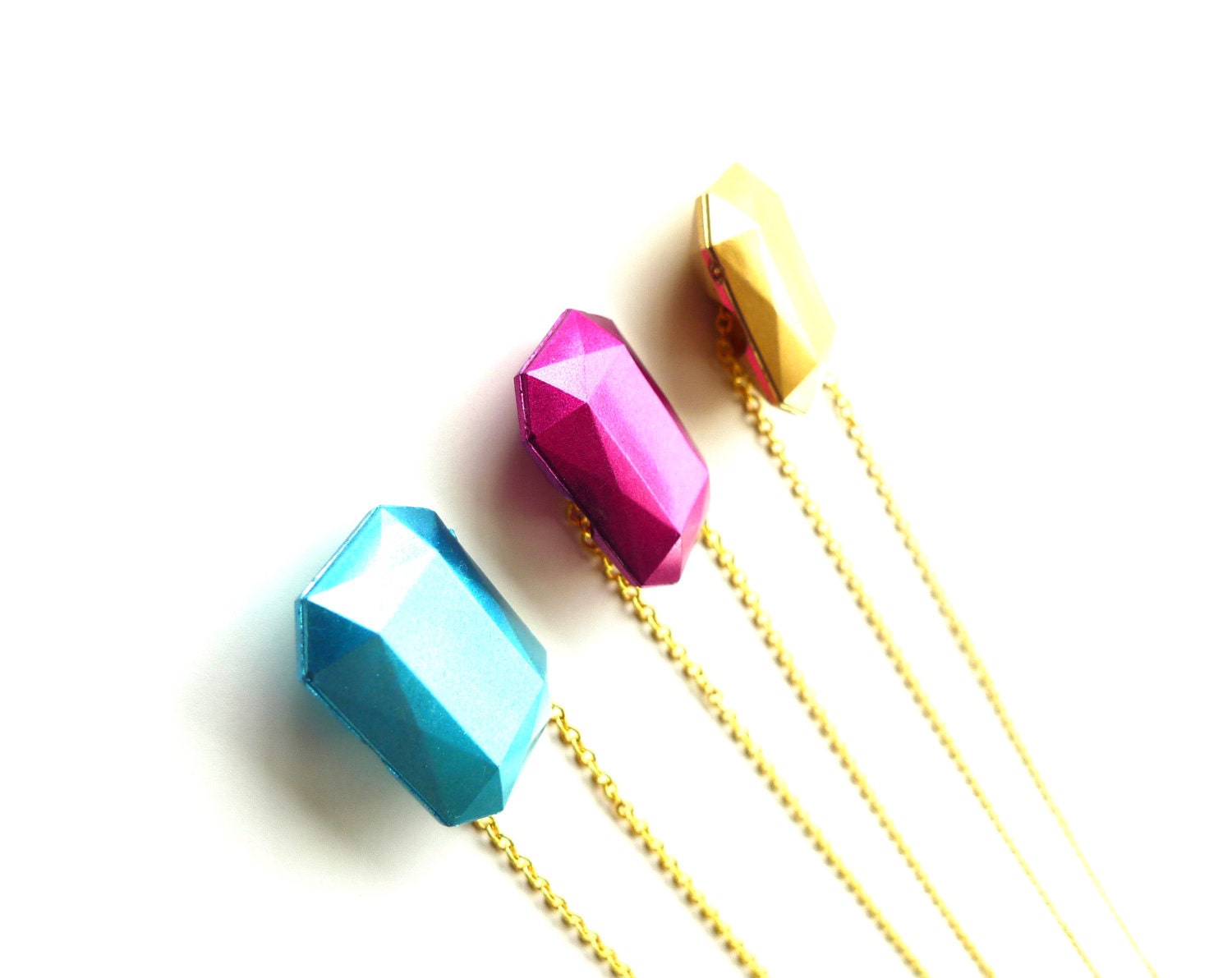 Aqua Blue Necklace - Metallic Jewelry, Neon Cyan Faux Gem
