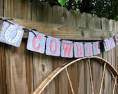 Cowboy Up Banner Buckaroo Birthday Boy Rodeo Western Rustic