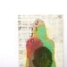original ACEO painting  --  abstract silhouette  pop art  -- mint green, red, alphabet, modern mystical
