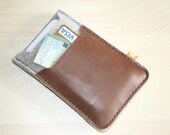 iPhone 5 Case / Wallet (Marpole) - Gray Wool Felt with Brown Leather