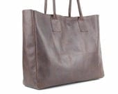 Leather Tote Bag (Everyday) - Top Grain Brown Leather