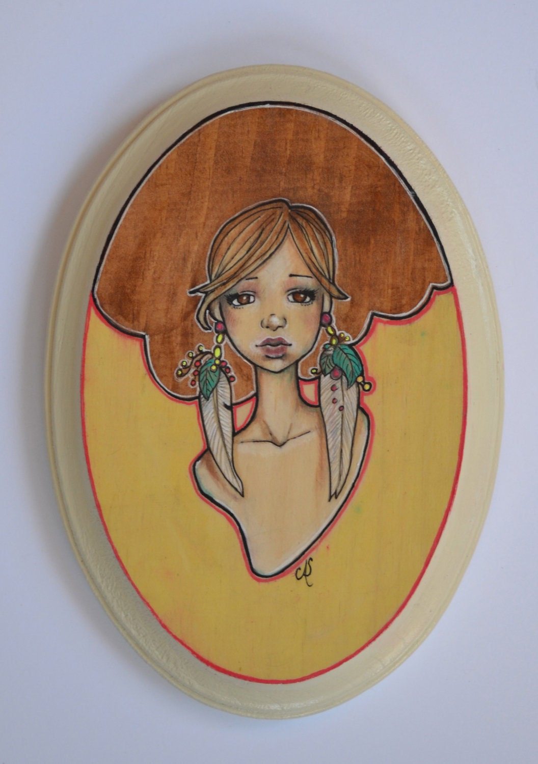 Feather Earrings- Wood Acrylic Painting