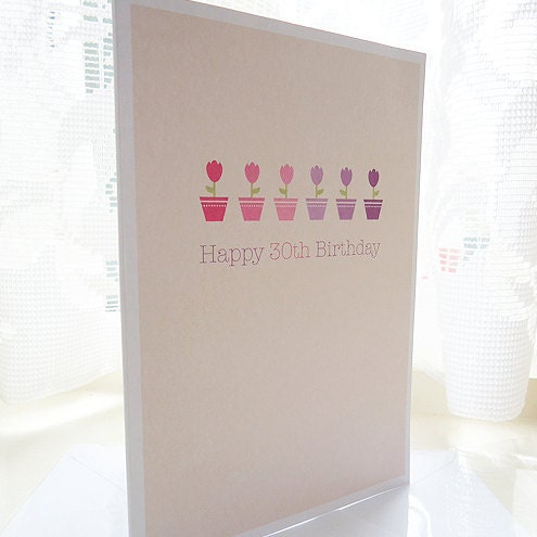 Personalised Birthday Pink & Purple Tulips Card