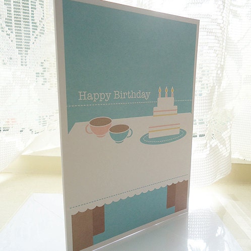 Personalised Tea and Cake Birthday Card