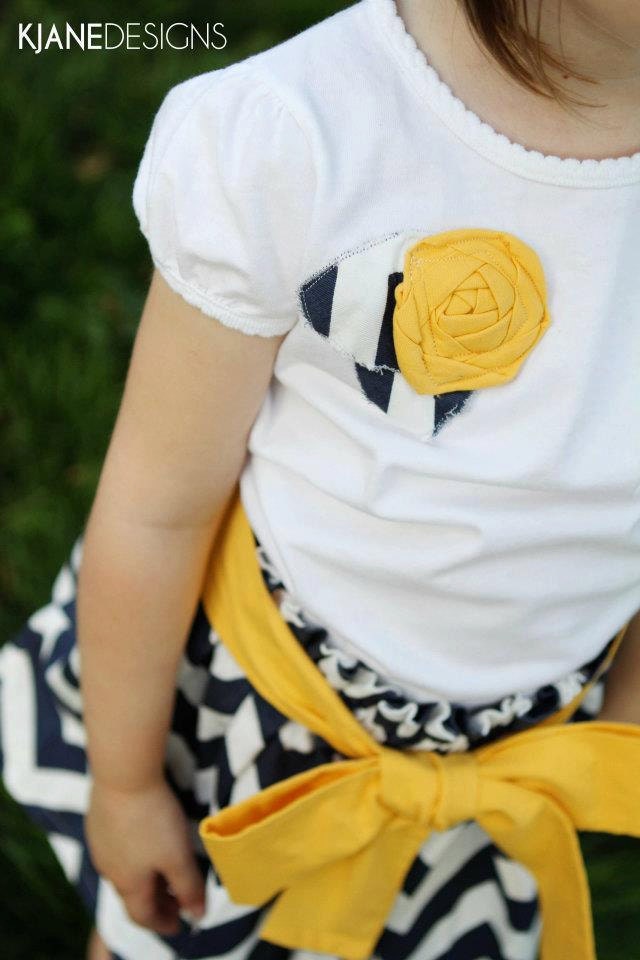 Buttercup Rosette Short Sleeve Shirt - Newborn to Size 10.  Custom colors available.