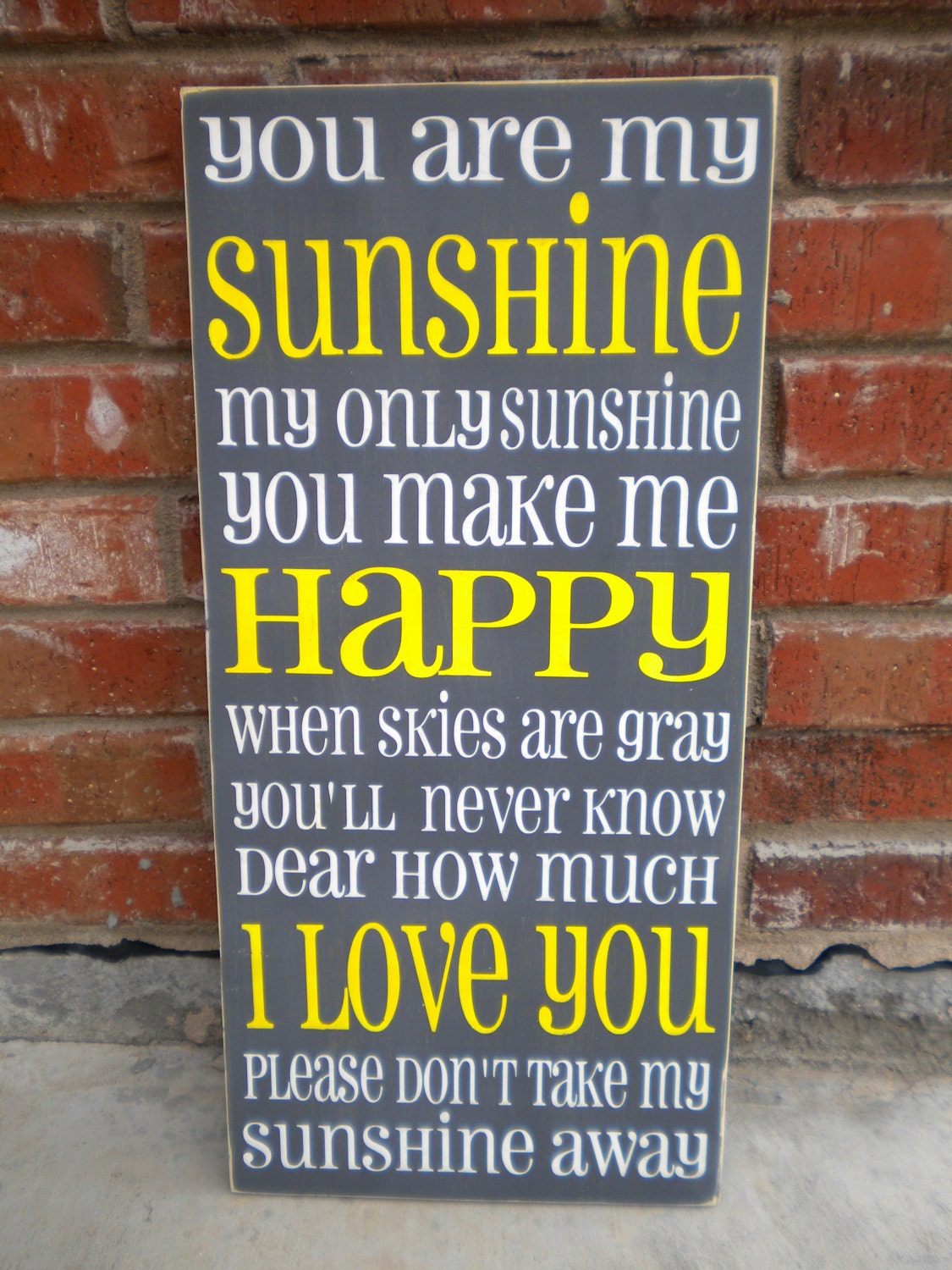 You are my Sunshine - hand painted shabby chic subway art tyopography sign