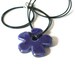 blue flower necklace, ceramic pendant, black leather cord , shabby chic, daisy, cobalt blue