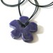 blue flower necklace, ceramic pendant, black leather cord , shabby chic, daisy, cobalt blue