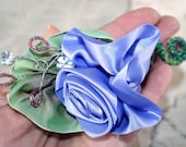 Prom Boutonniere, Corsage Prom, Iris Rose Ribbon Flower Pin, Beaded  Lapel Pin