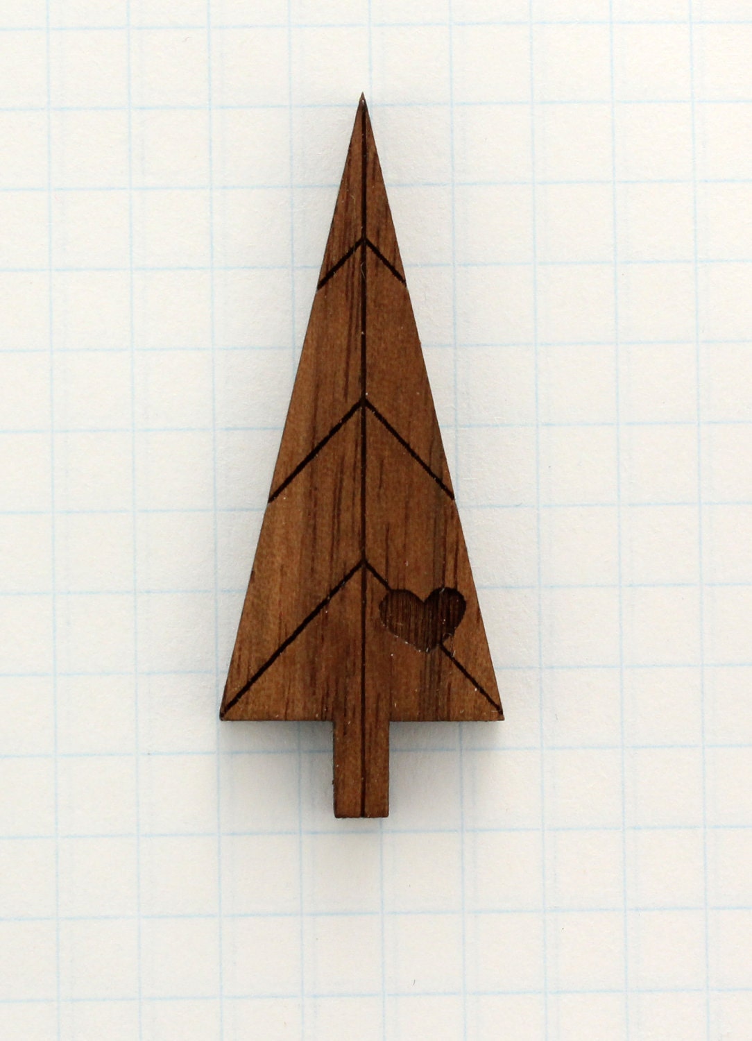 Pine Tree - Walnut Brooch