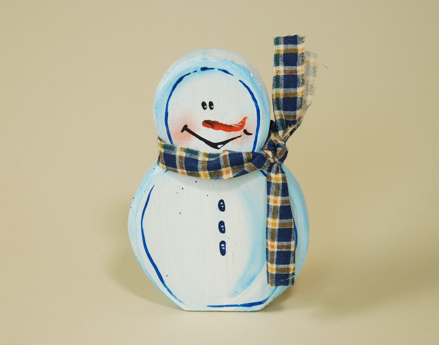 Snow Wood Blocks Snowman Winter Decoration