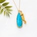 Turquoise drop bezel Necklace - Turquoise Necklace - Seahorse Charm - Seahorse Necklace - Seahorse Jewelry - Seahorse Gold - Ocean Charm