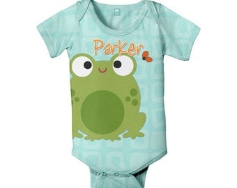 Silly Frog Onesie, Personalized Baby Onesies, Customized Infant Boy Name Snapsuit