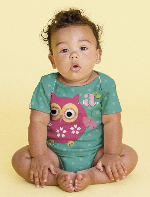 Personalized Owl Onesie, Monogram Baby Romper Custom Onesies