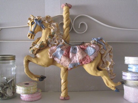 Rare Vintage June Sears Carousel Horse Wall Decor - On Sale Now