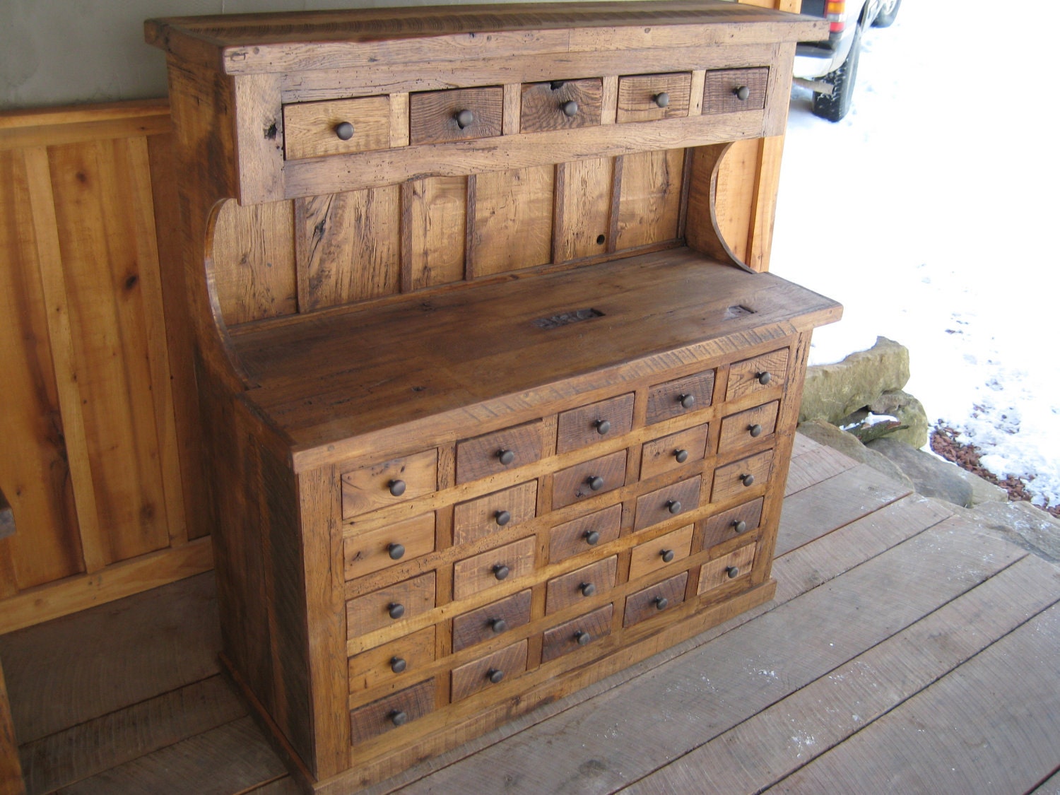 Reclaimed Chestnut Multi-Drawer Hutch