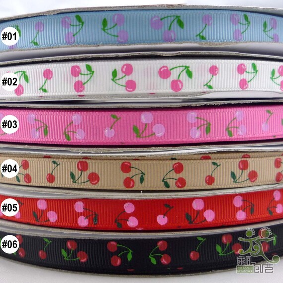 3/8" 9mm blue/white/pink/brown/red/black cherry Grosgrain RIBBON lot bow 5 yard hairbow scarpbook