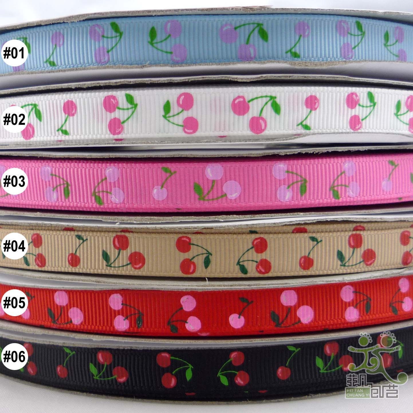 3/8" 9mm blue/white/pink/brown/red/black cherry Grosgrain RIBBON lot bow 5 yard hairbow scarpbook