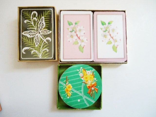 Vintage Art Deco Floral Playing Card Lot of 5 decks