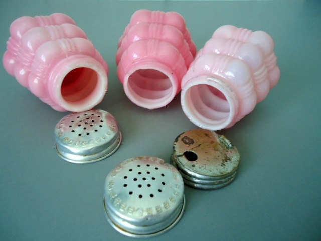 Antique Bubble Glass Shakers in Pink - Cased Consolidated Glass