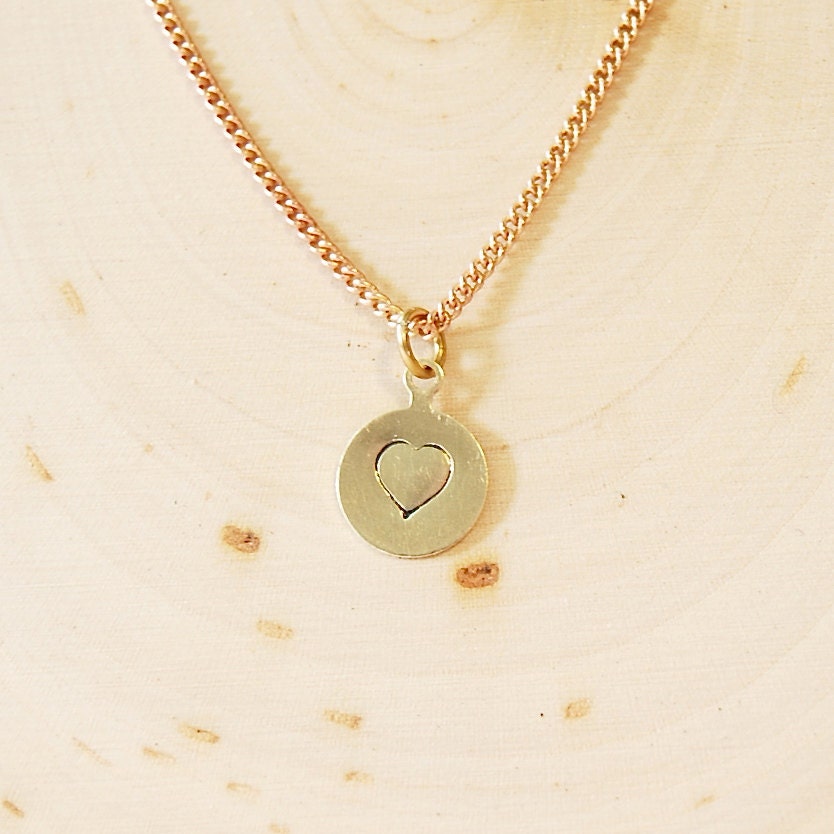 Heart Necklace, Brass, 18" Curb Chain