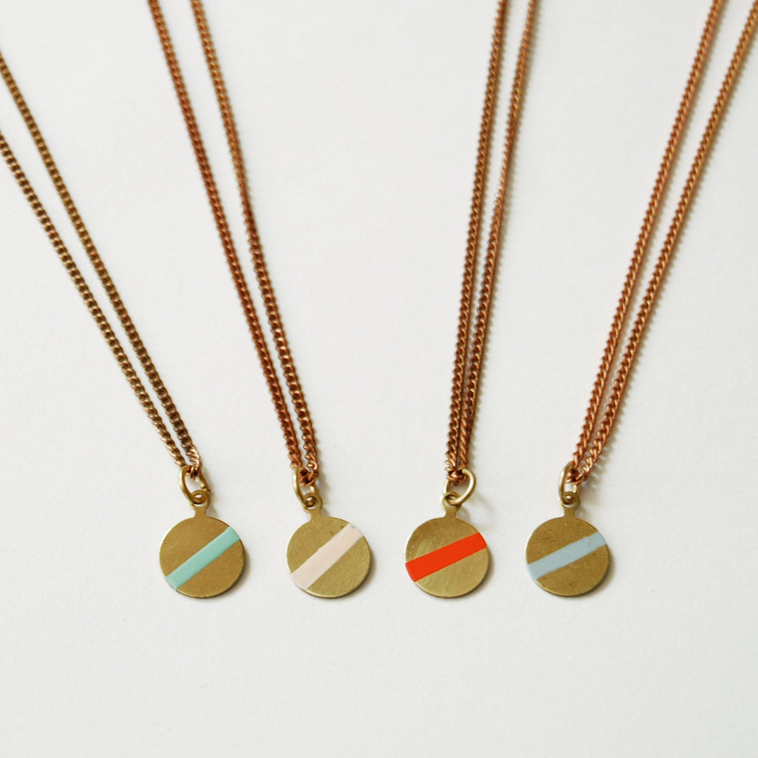 Geometric Necklace, Brass Small Circle Stripe, The Odessa Diagonal