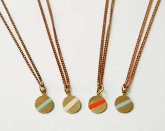 Geometric Necklace, Brass Small Circle Stripe, The Odessa Diagonal