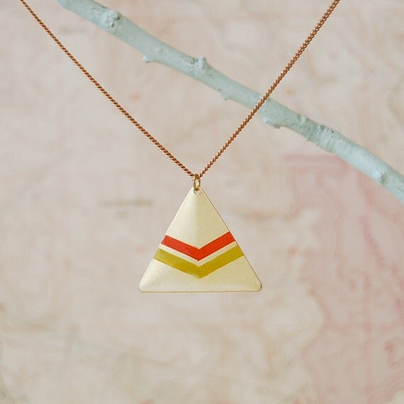 Chevron Necklace, Geometric Triangle Handpainted, The Inyo