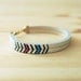 Leather Bracelet in White with Pink and Blue Chevron Pattern, "The Pecos Handpainted"
