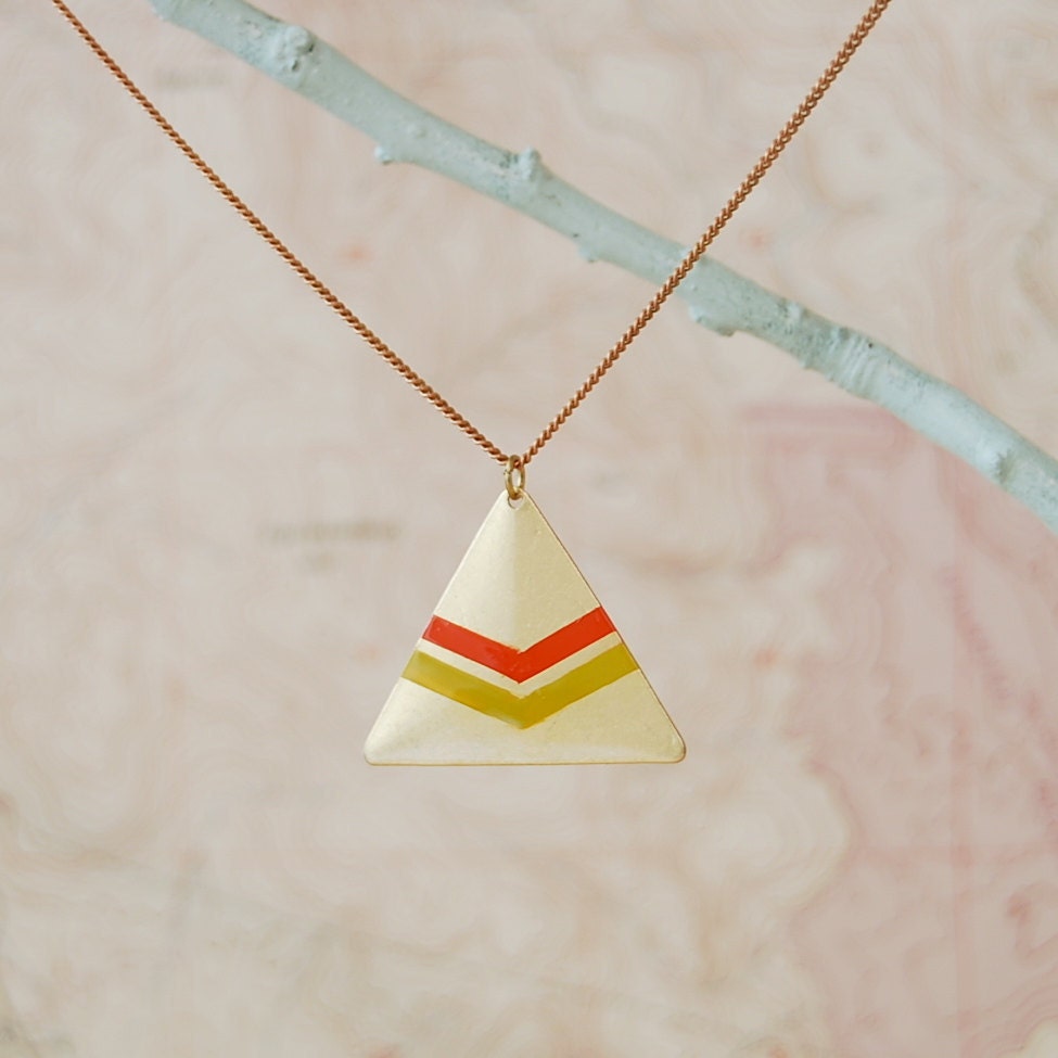 Chevron Necklace, Geometric Triangle Handpainted, The Inyo