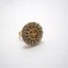Wire wrapped button ring in silver and gold, made to order
