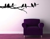 Branch with Bird Silhouettes - Vinyl Sticker, Wall Decal, Vinyl Decal, Wall, Home, Office, Bedroom Decor