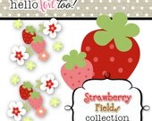 INSTANT DOWNLOAD strawberry fields digital clipart collection - scrapbooking, invitation design, party printables, card & stationery making